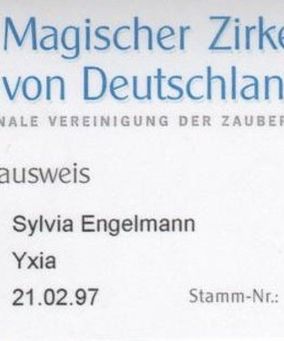 Mitgliedauswies - Magischer Zirkel von Deutschland e.V. 1997